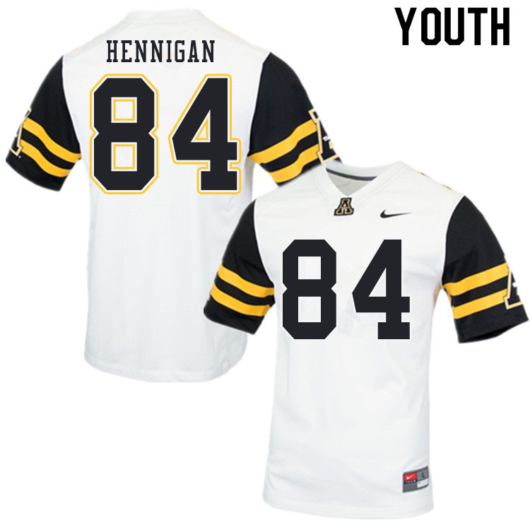 Youth #84 Peter Hennigan Appalachian State Mountaineers College Football Jerseys Sale-White - Click Image to Close